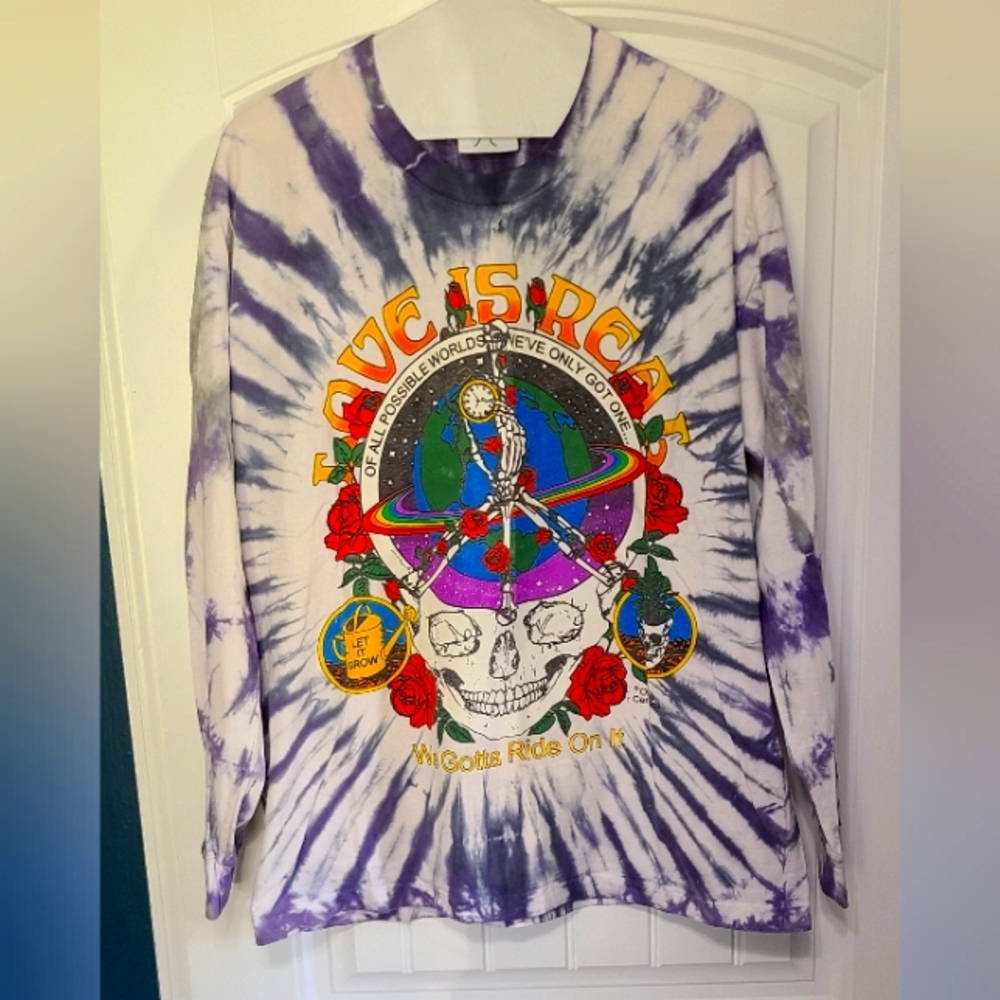 Online Ceramics "Love is Real" Tie Dye Shirt, Size L
